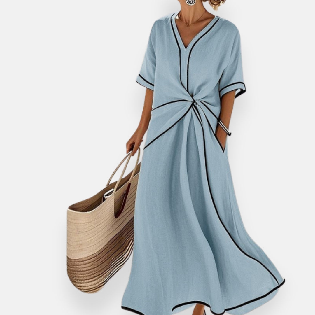 Malina | Knot Dress with Contrasting Trimmings