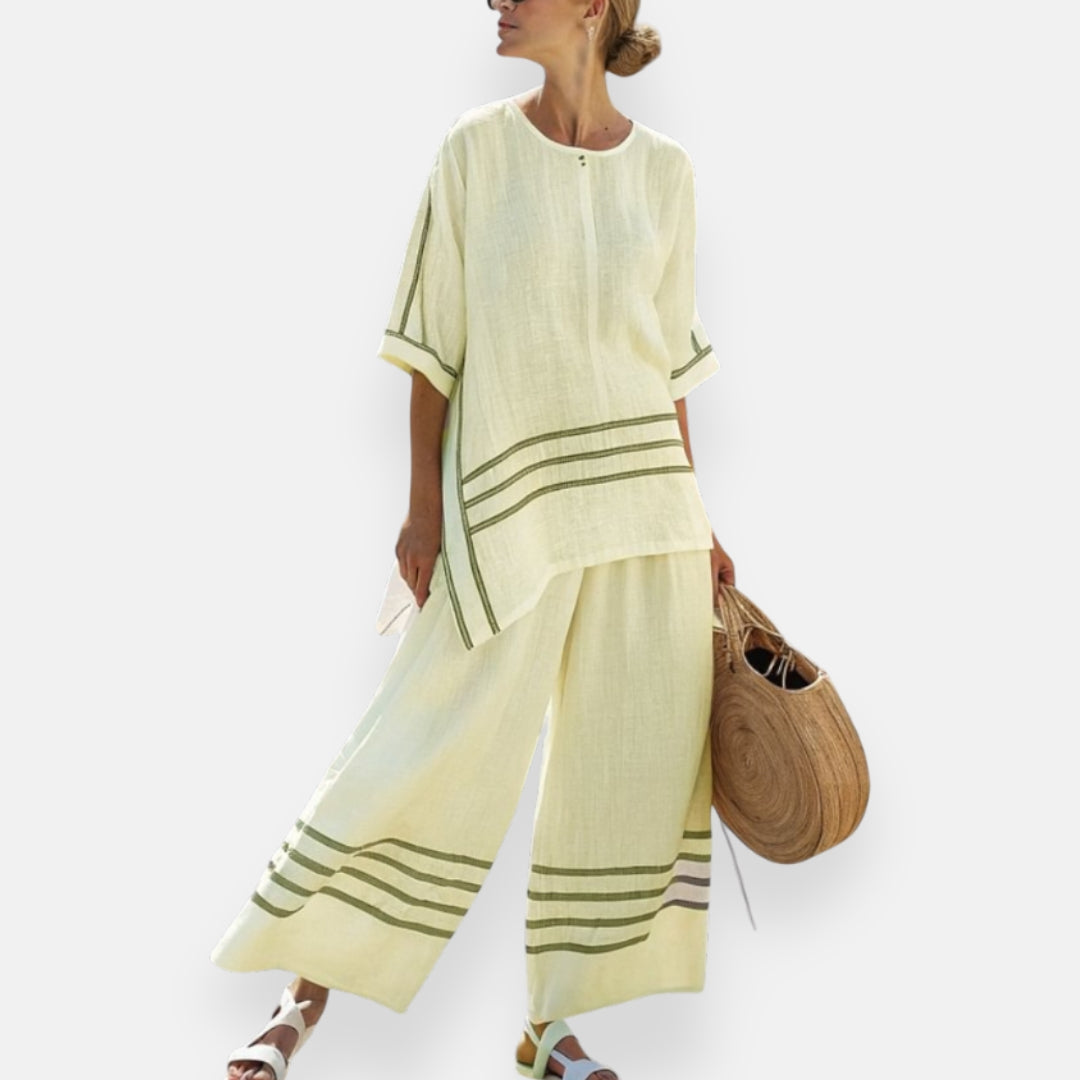 Carine | Striped Set with Asymmetrical Cut