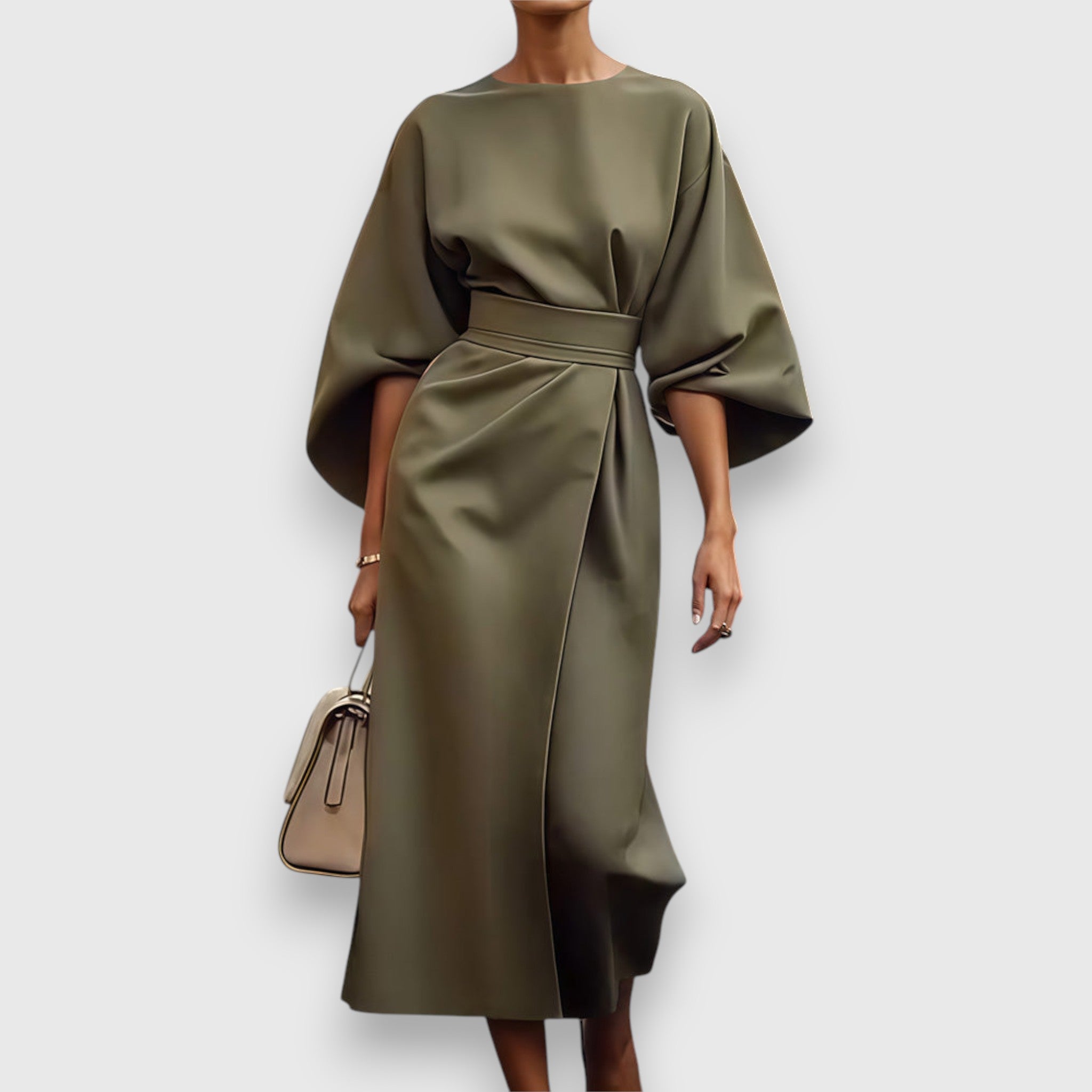 Celestine | Structured Midi Dress with Kimono Sleeves