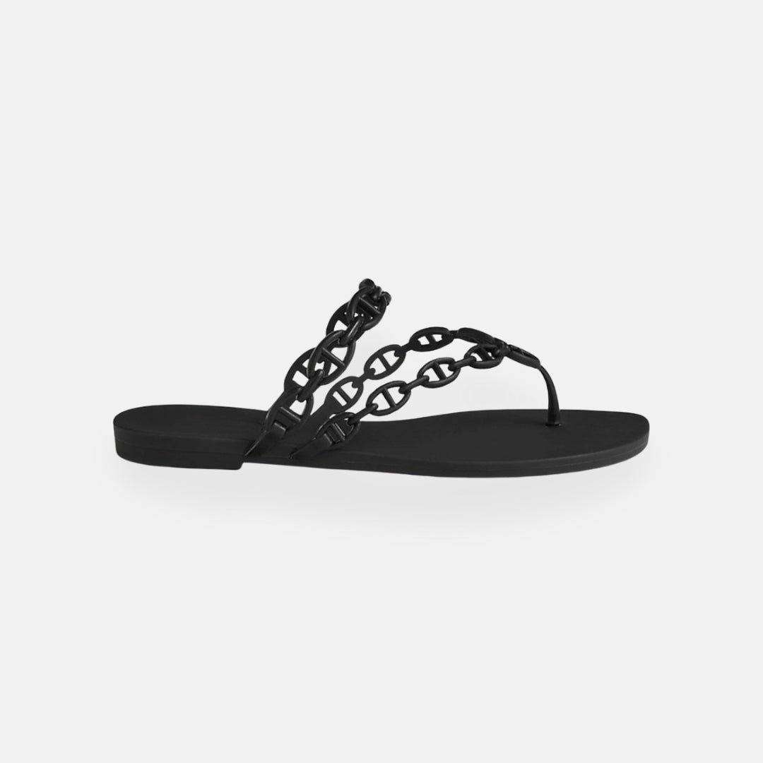 Noa | Black Flip-Flops with Chain