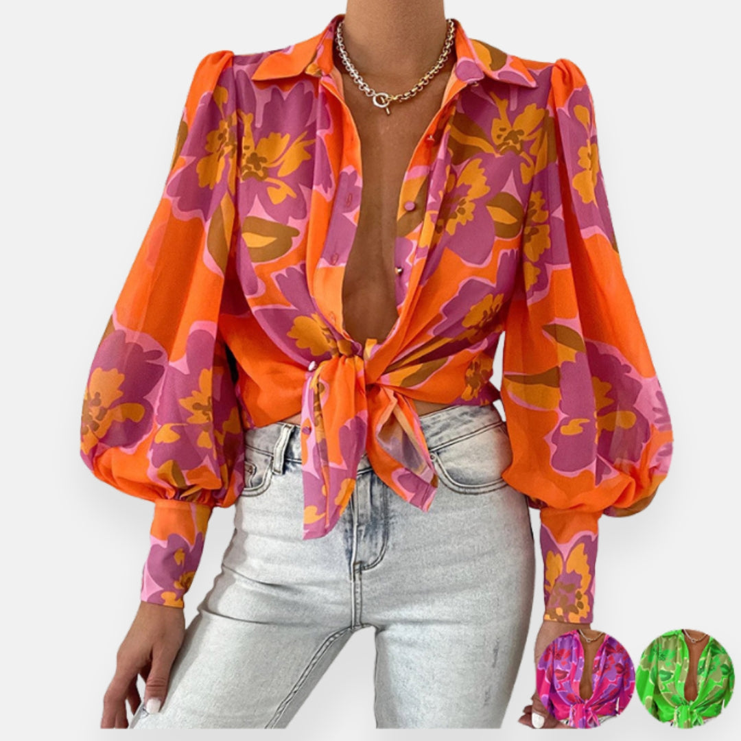 Anella | Tied Floral Blouse