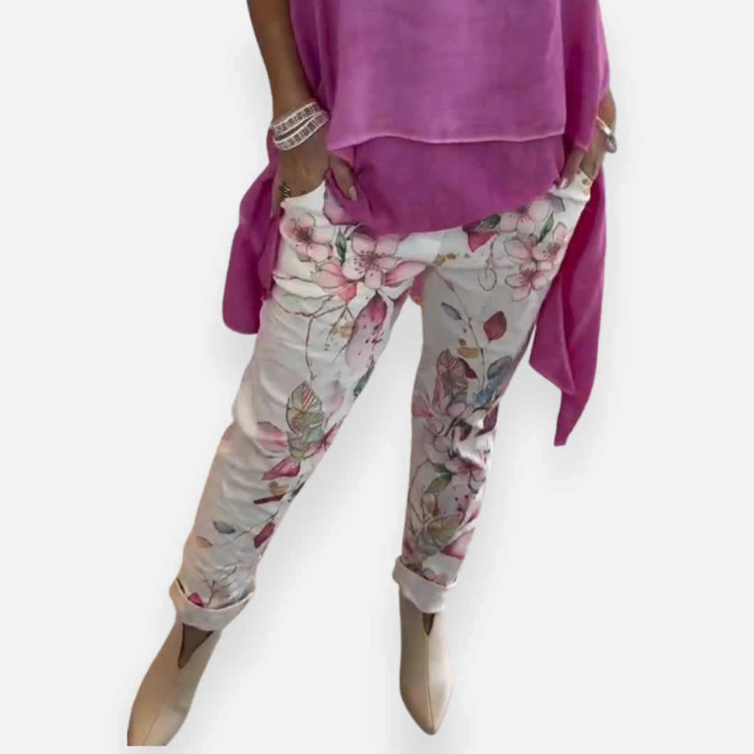 Zoeline | Flowing Floral Print Pants