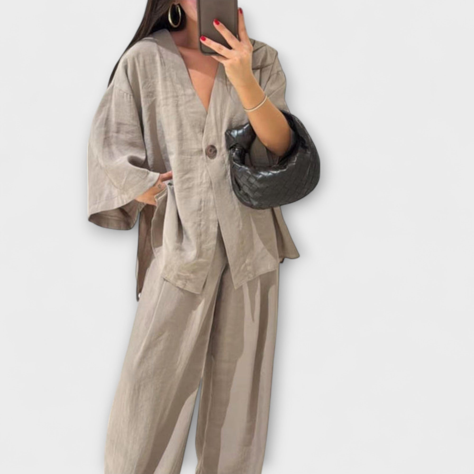 Jacqueline | Casual Set V-Neck Top and Pants