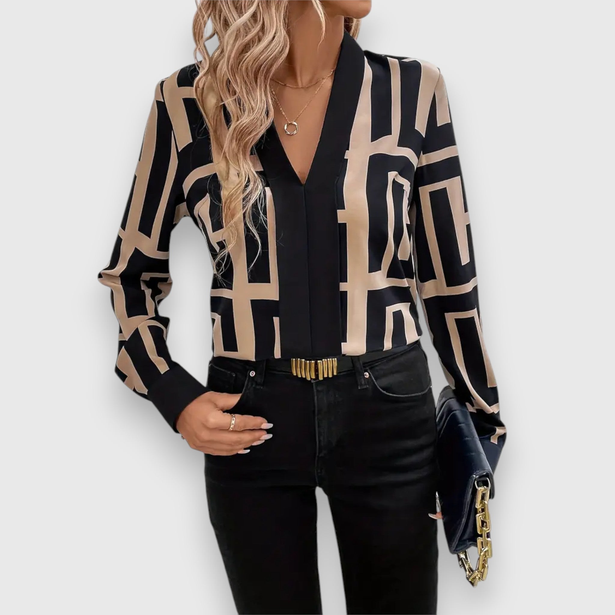 Liana | Fluid Blouse with Geometric Pattern