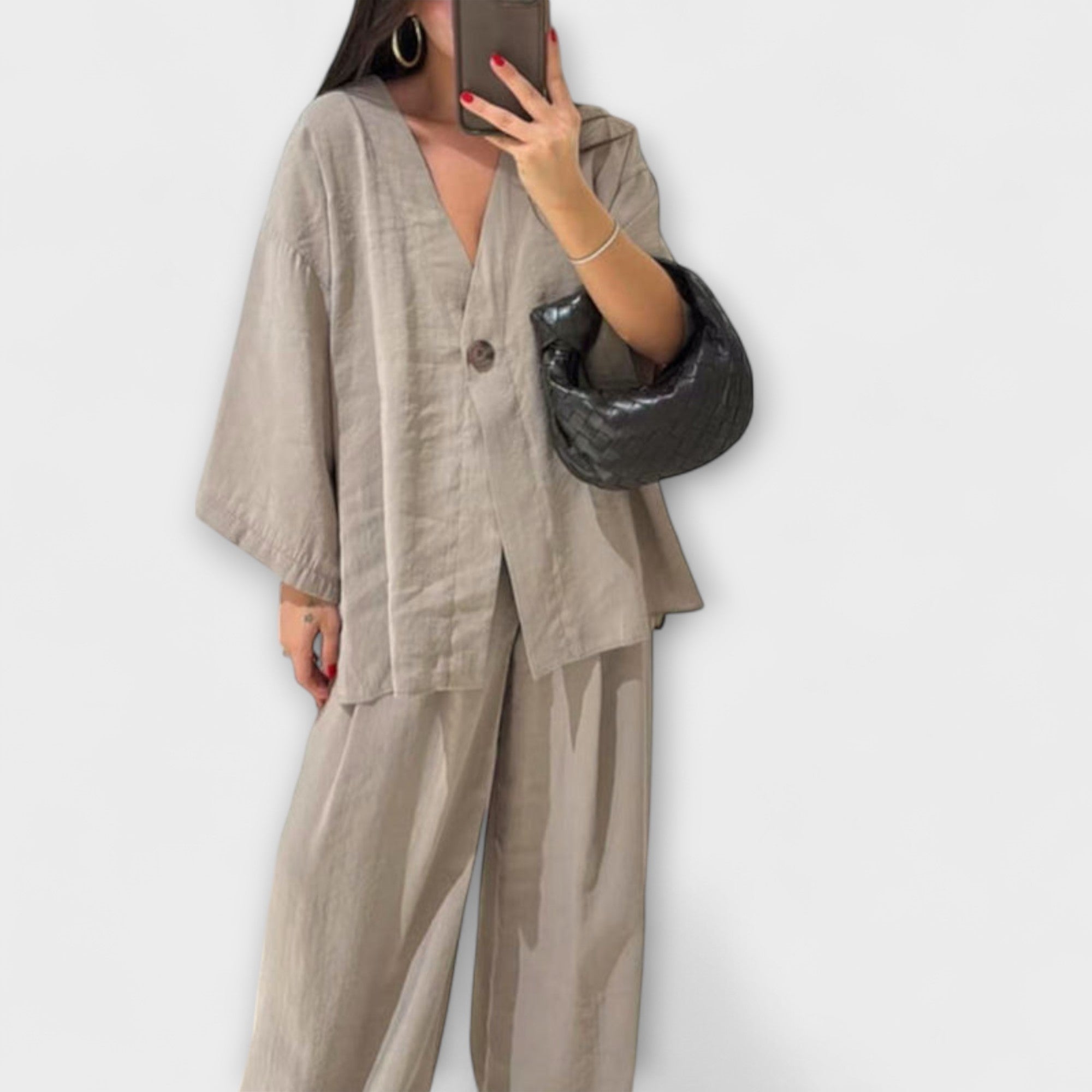 Jacqueline | Casual Set V-Neck Top and Pants