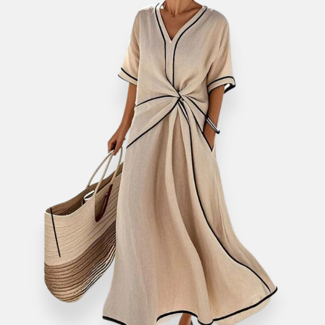 Malina | Knot Dress with Contrasting Trimmings