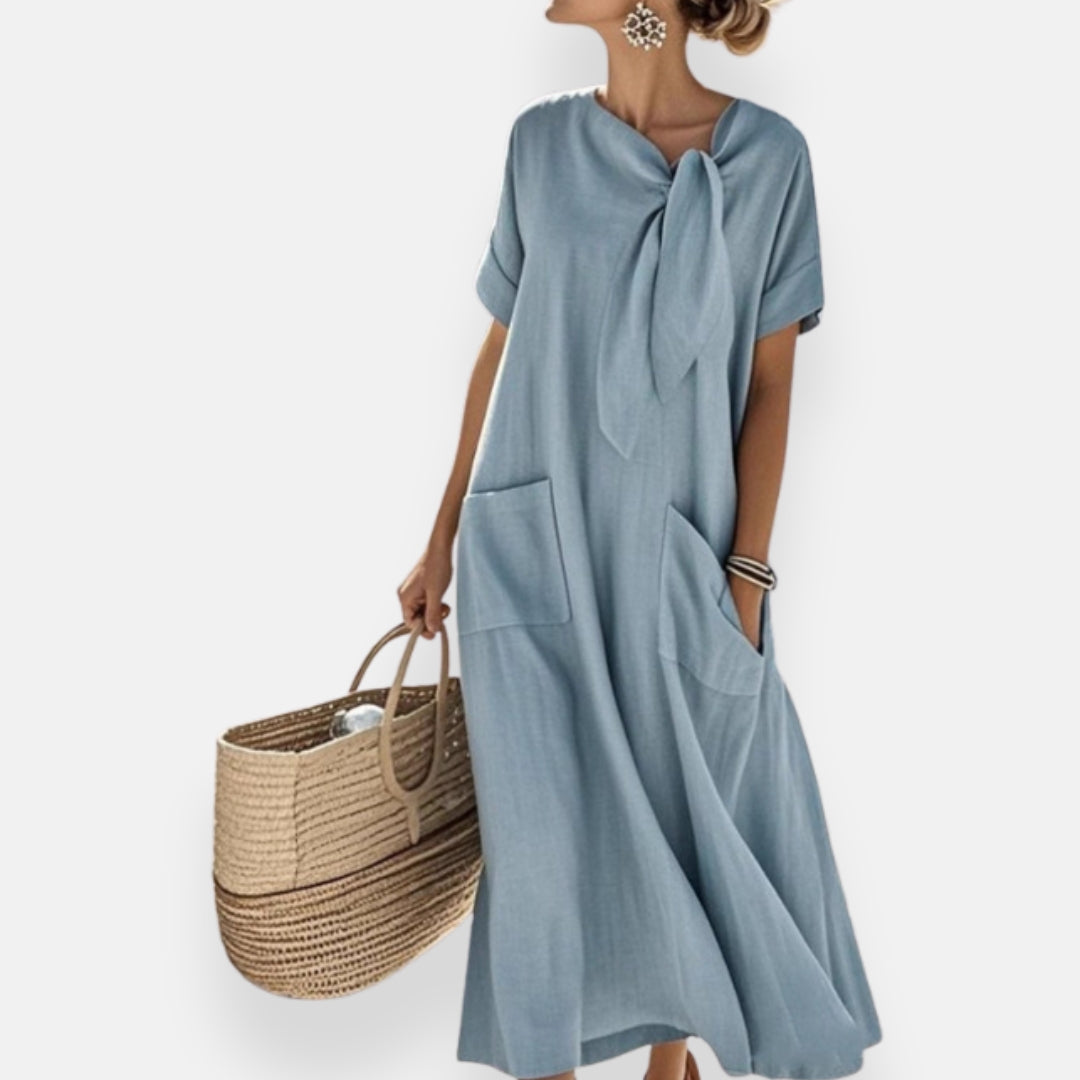 Naëlle | Knot Collar Dress with Pockets