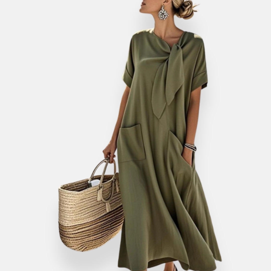Naëlle | Knot Collar Dress with Pockets
