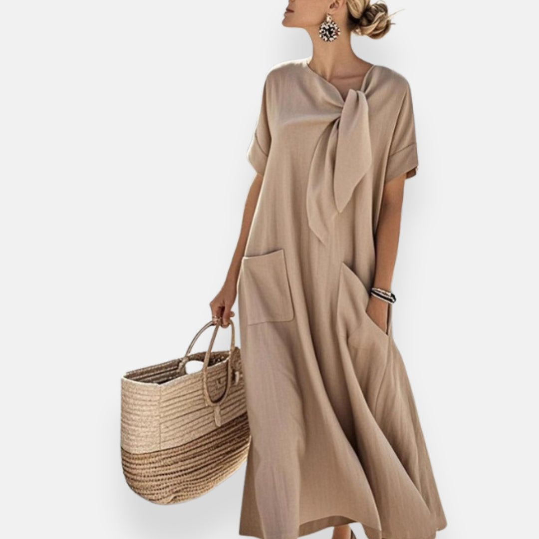 Naëlle | Knot Collar Dress with Pockets