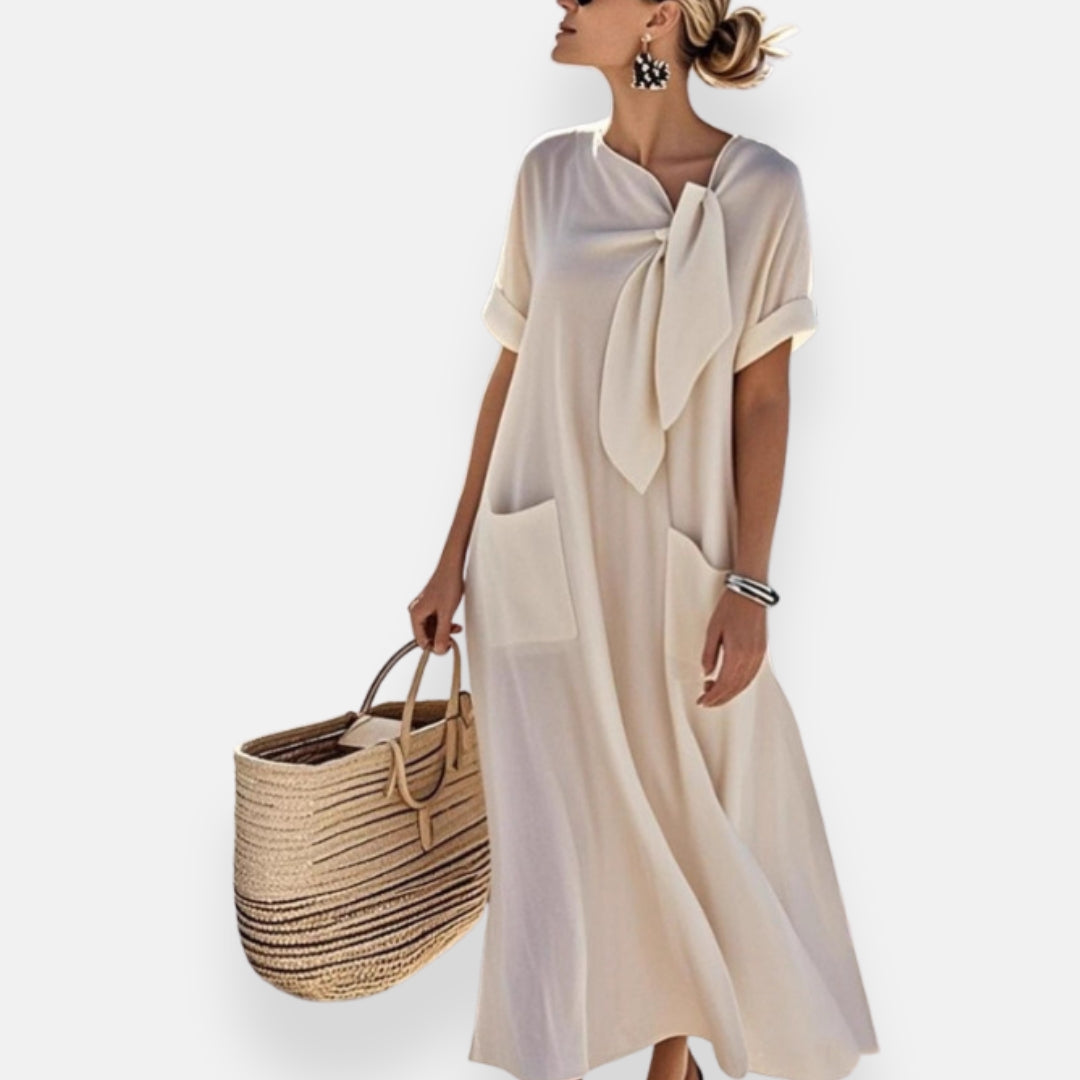 Naëlle | Knot Collar Dress with Pockets