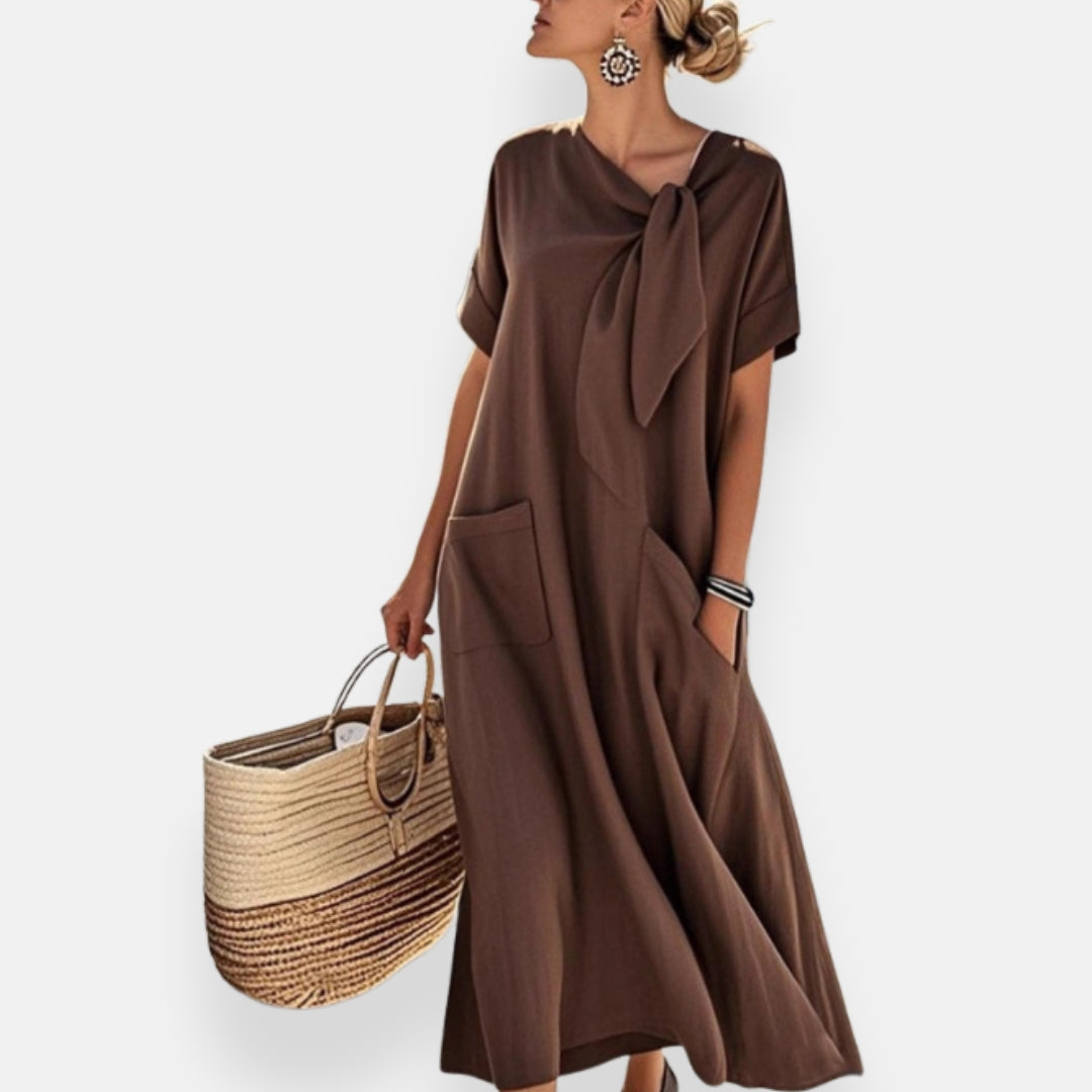 Naëlle | Knot Collar Dress with Pockets