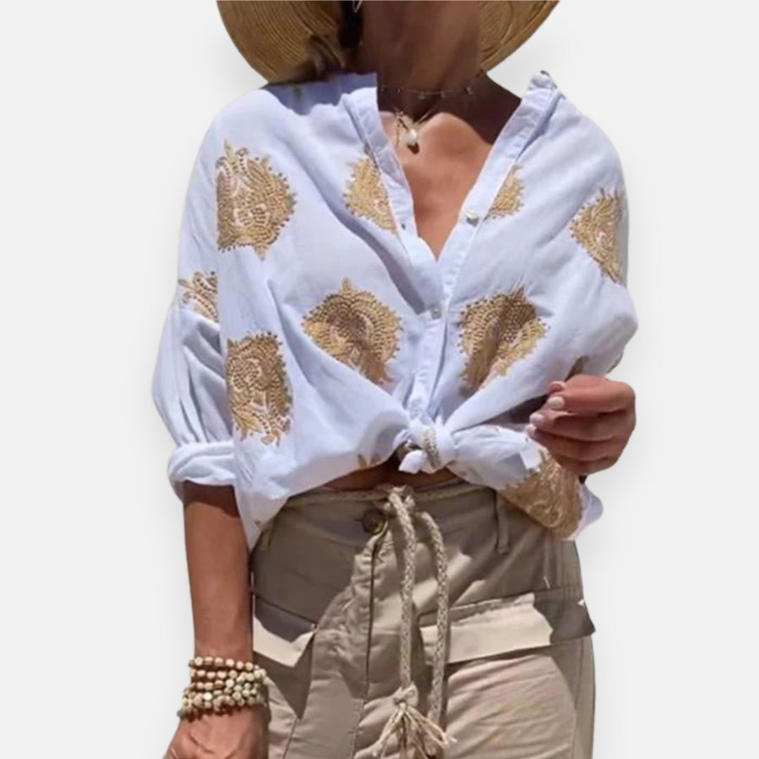 Philomène | Summer Shirt with Golden Pattern