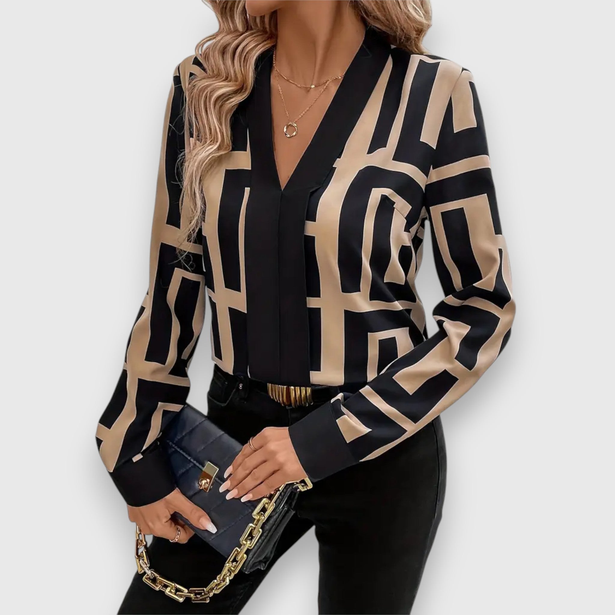Liana | Fluid Blouse with Geometric Pattern