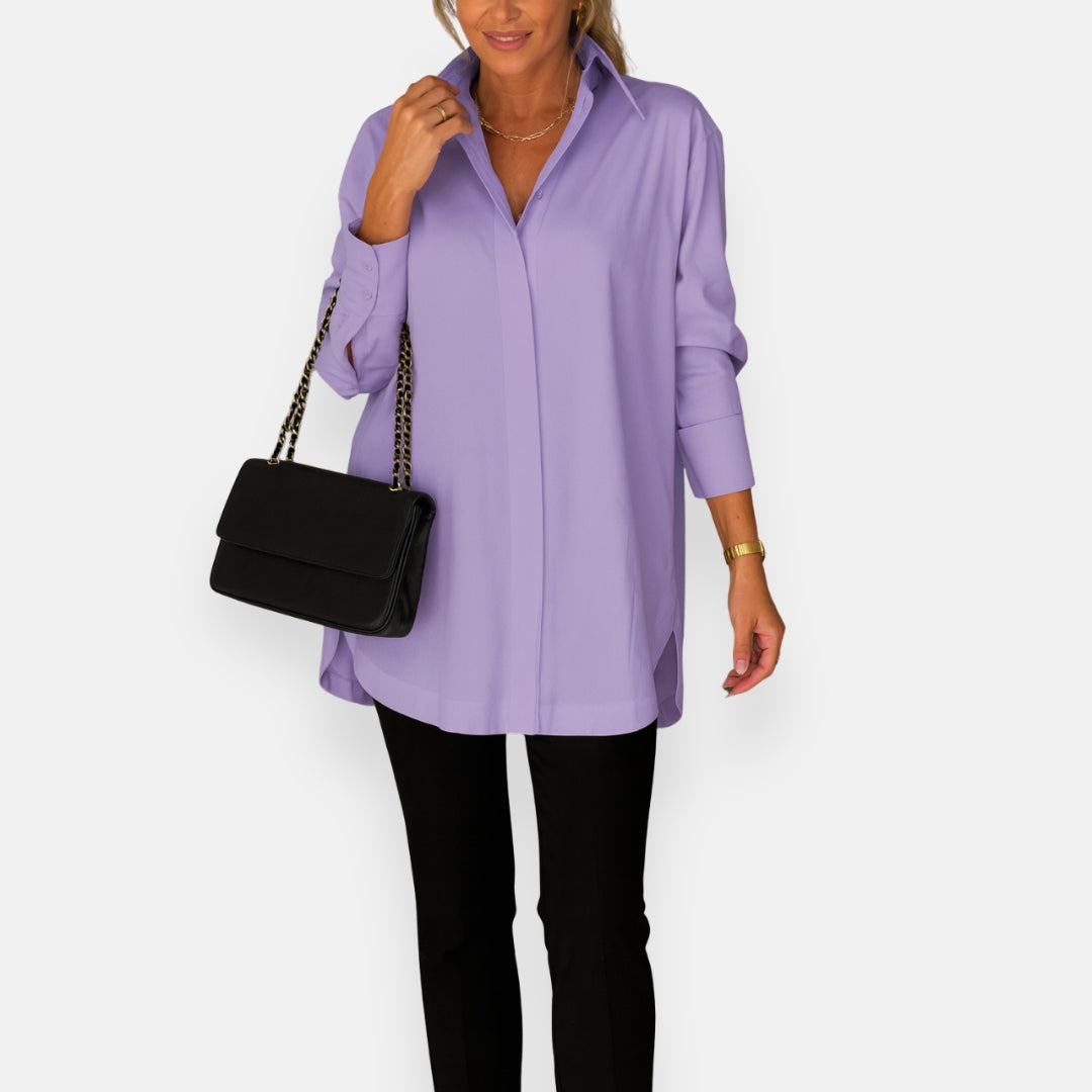 Nerina | White Shirt with Split Collar