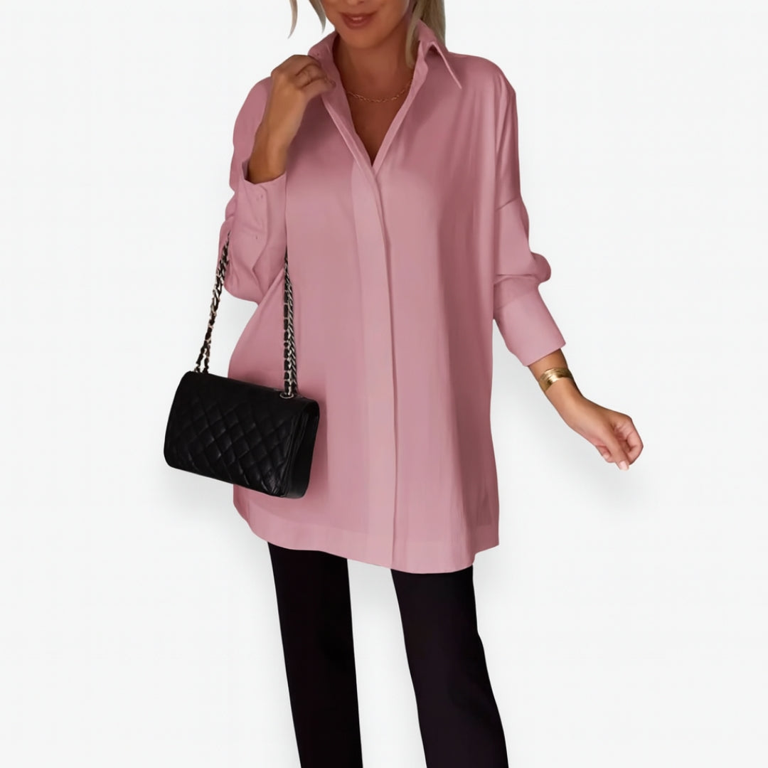 Nerina | White Shirt with Split Collar