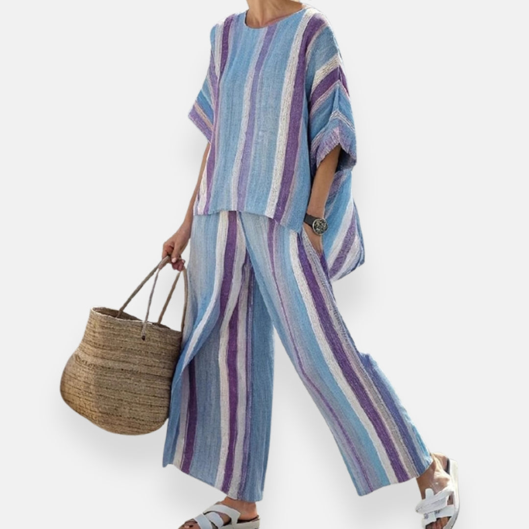 Delphine | Loose-fit Pastel Striped Set