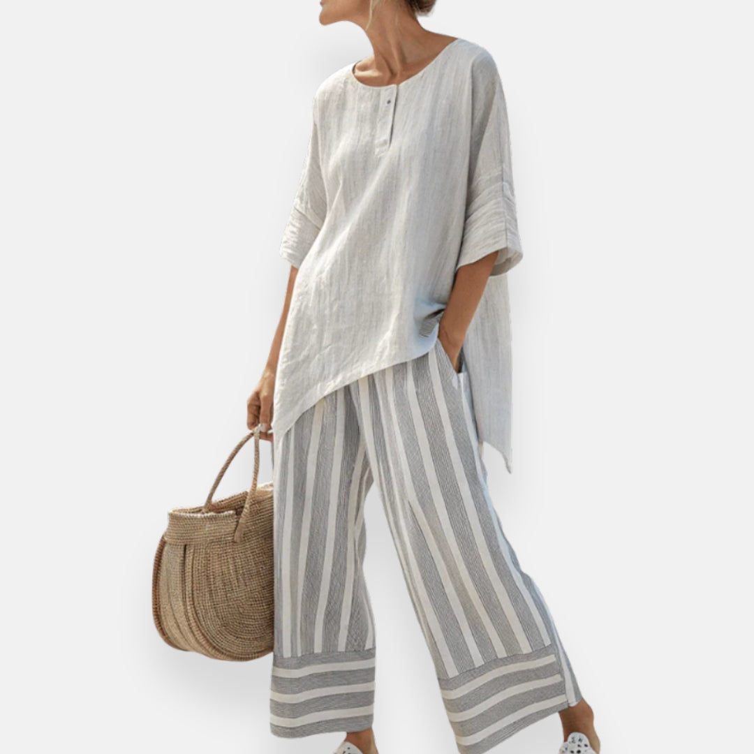 Hermine | Striped Set with Asymmetrical Cut