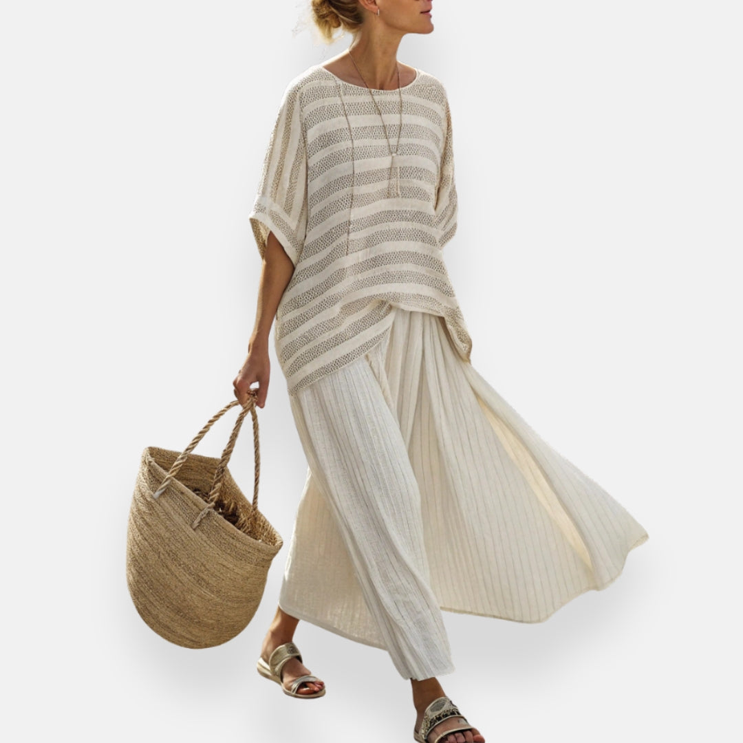 Ysaline | Fluid Set with Pleated Culotte Skirt
