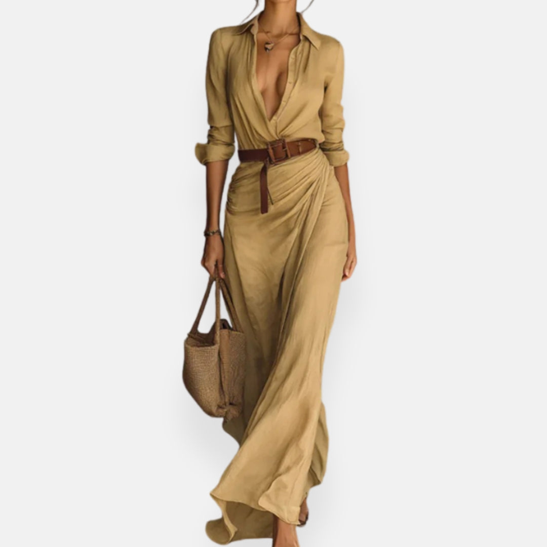 Éliora | Belted Long Wrap Dress