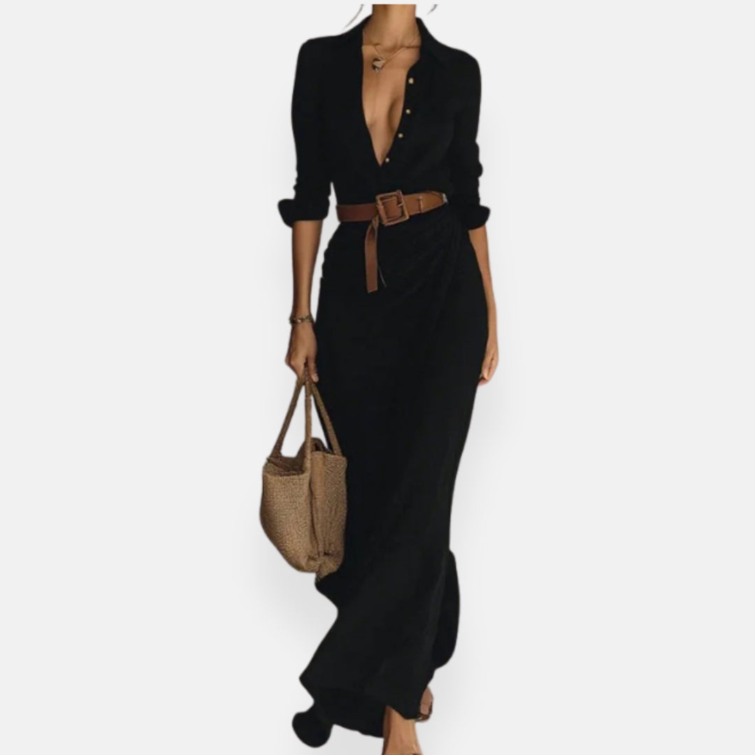 Éliora | Belted Long Wrap Dress