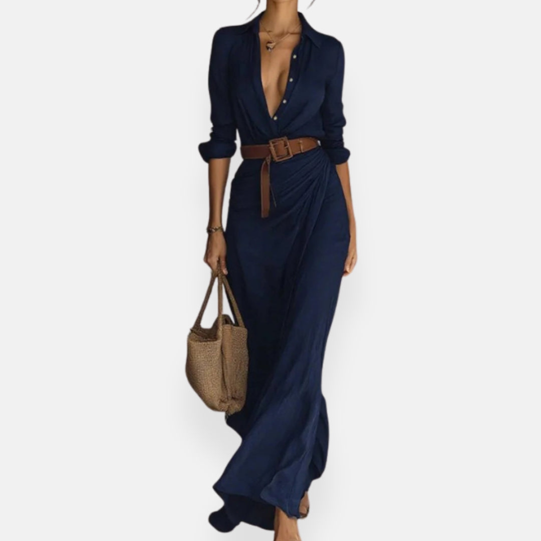 Éliora | Belted Long Wrap Dress