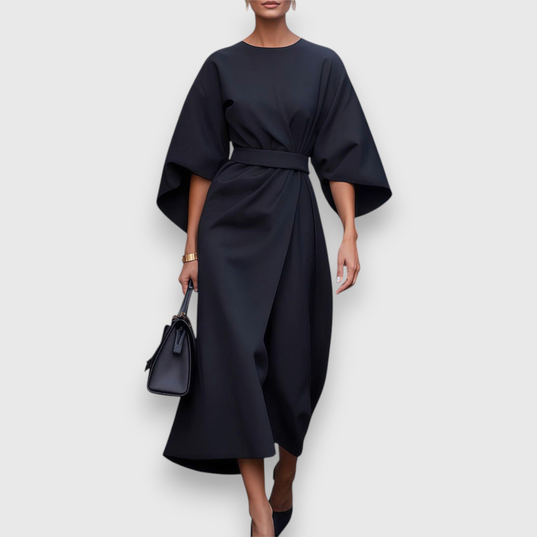 Celestine | Structured Midi Dress with Kimono Sleeves