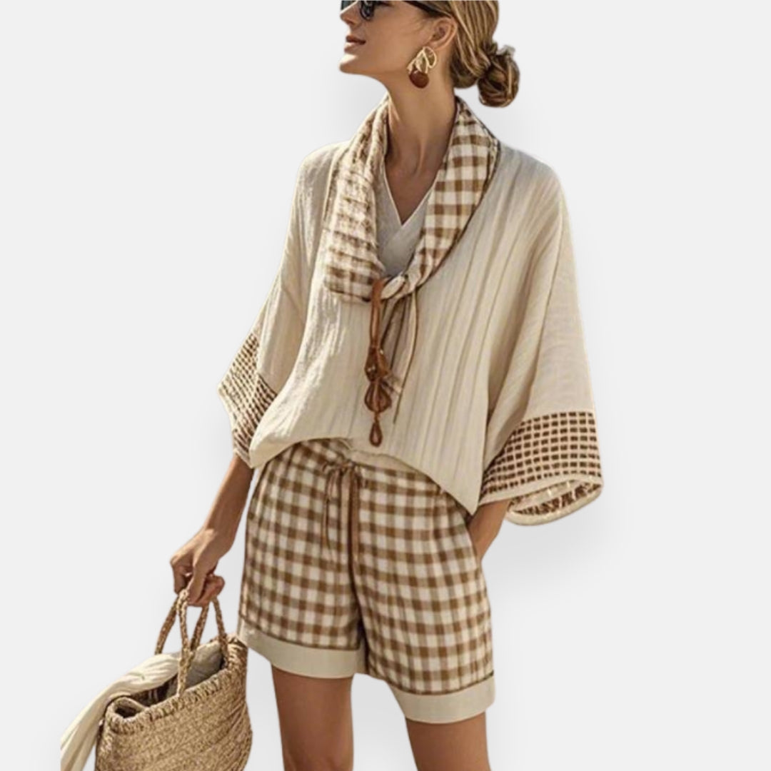 Daphne | Fluid Striped Shorts Set