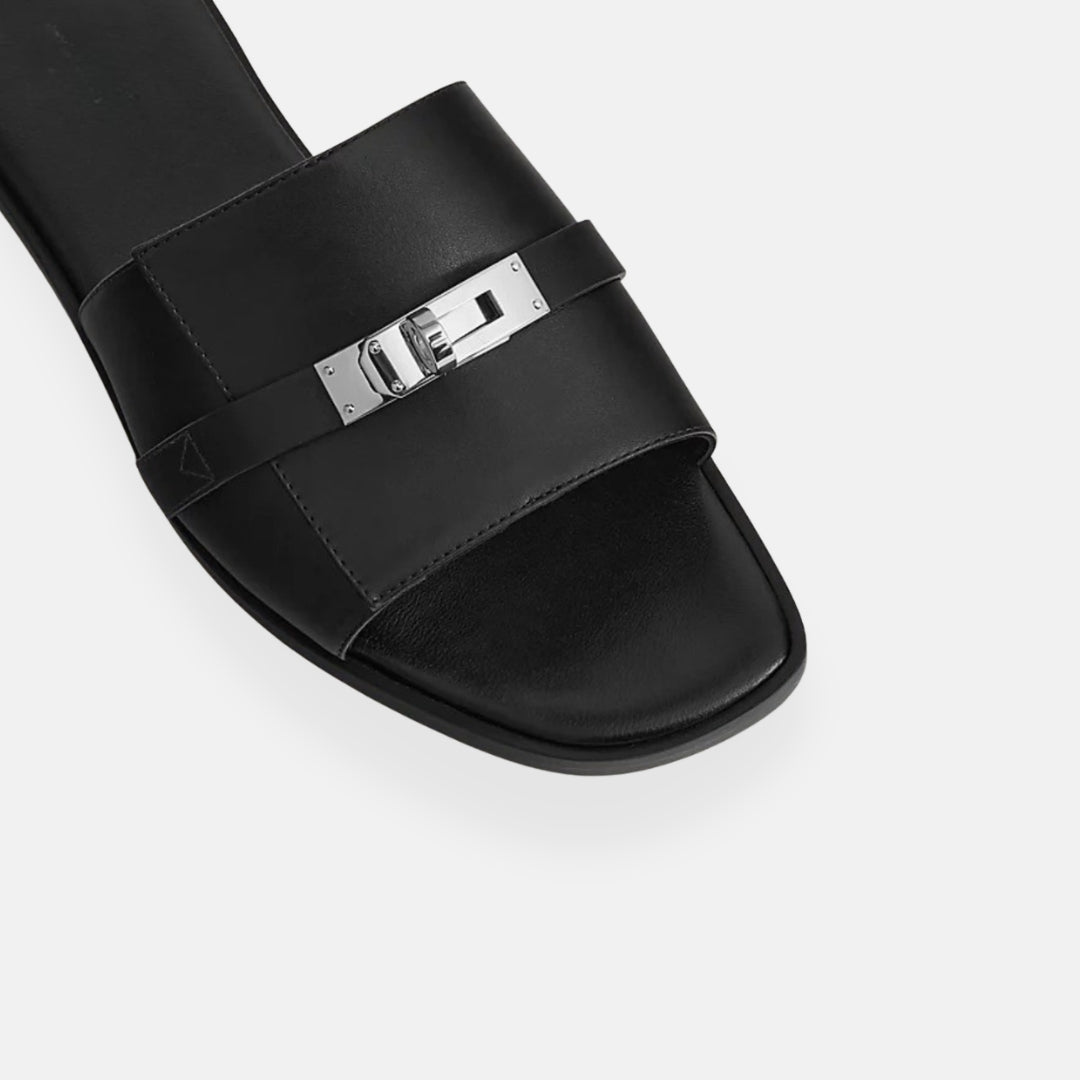 Aria | Elegant Black Mules with Jewel Detail
