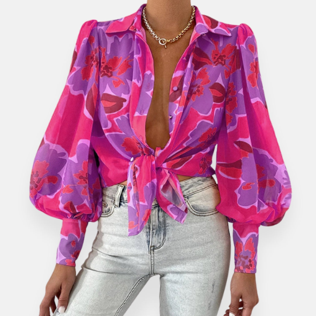 Anella | Tied Floral Blouse