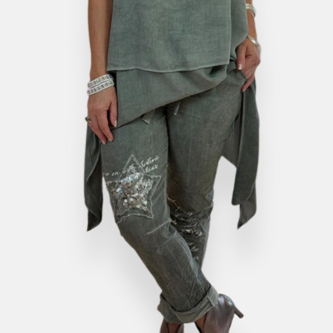 Clarissa | Casual Pants with Star Detail