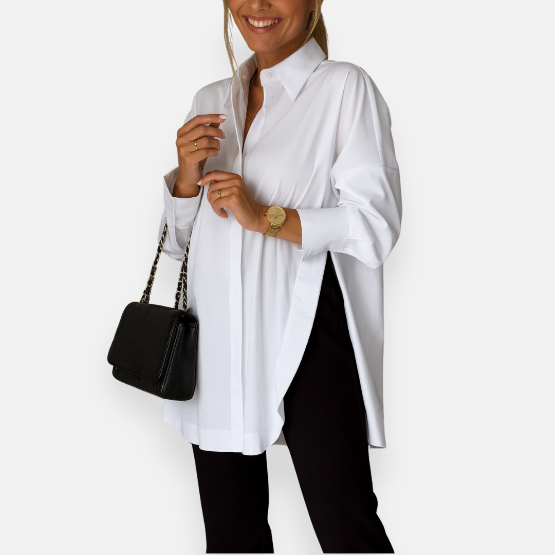Nerina | White Shirt with Split Collar