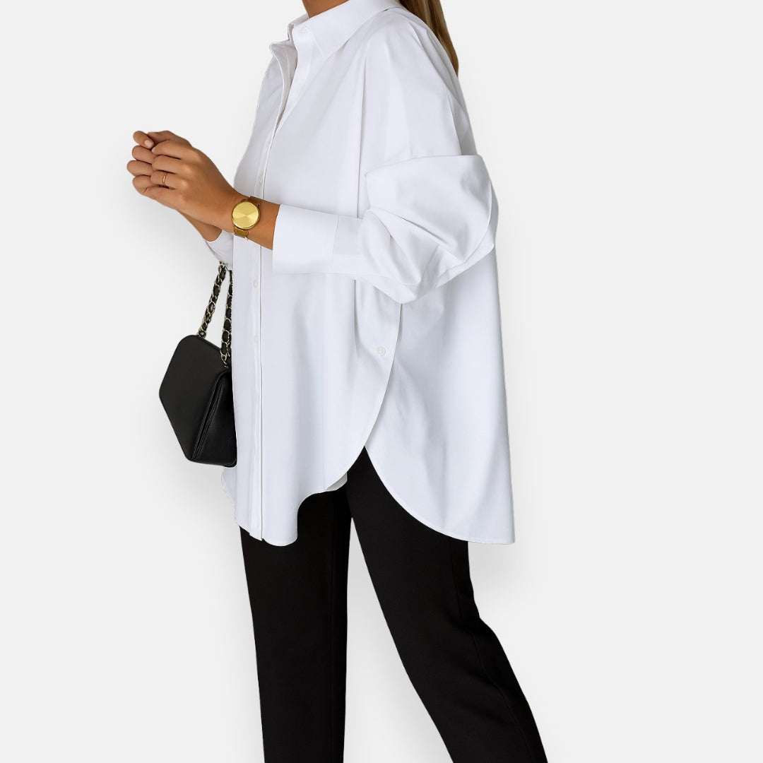 Nerina | White Shirt with Split Collar