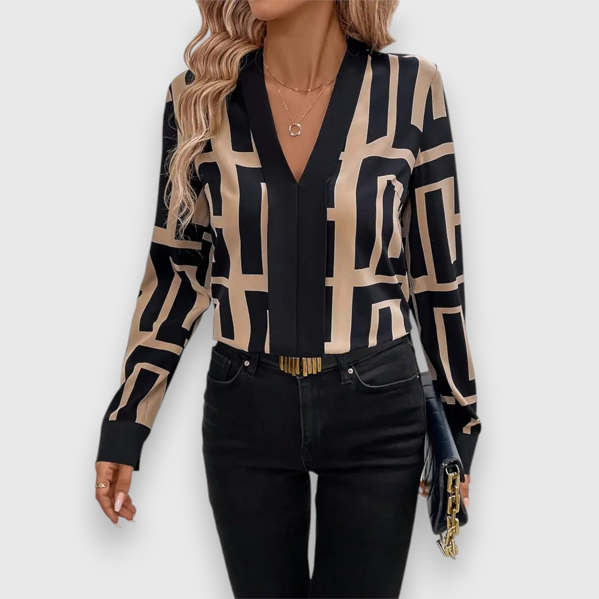 Liana | Fluid Blouse with Geometric Pattern