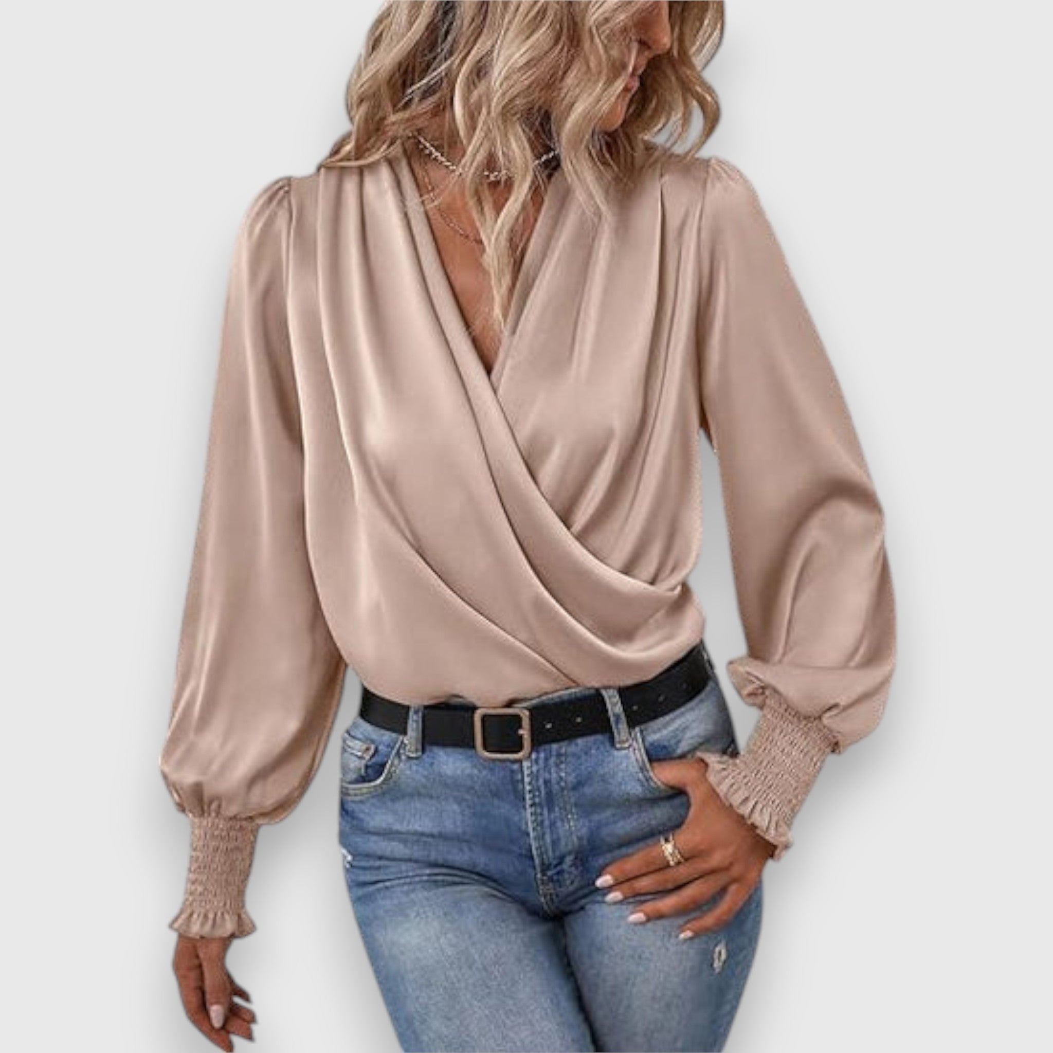 Lilou | Satin Blouse with Draped Collar